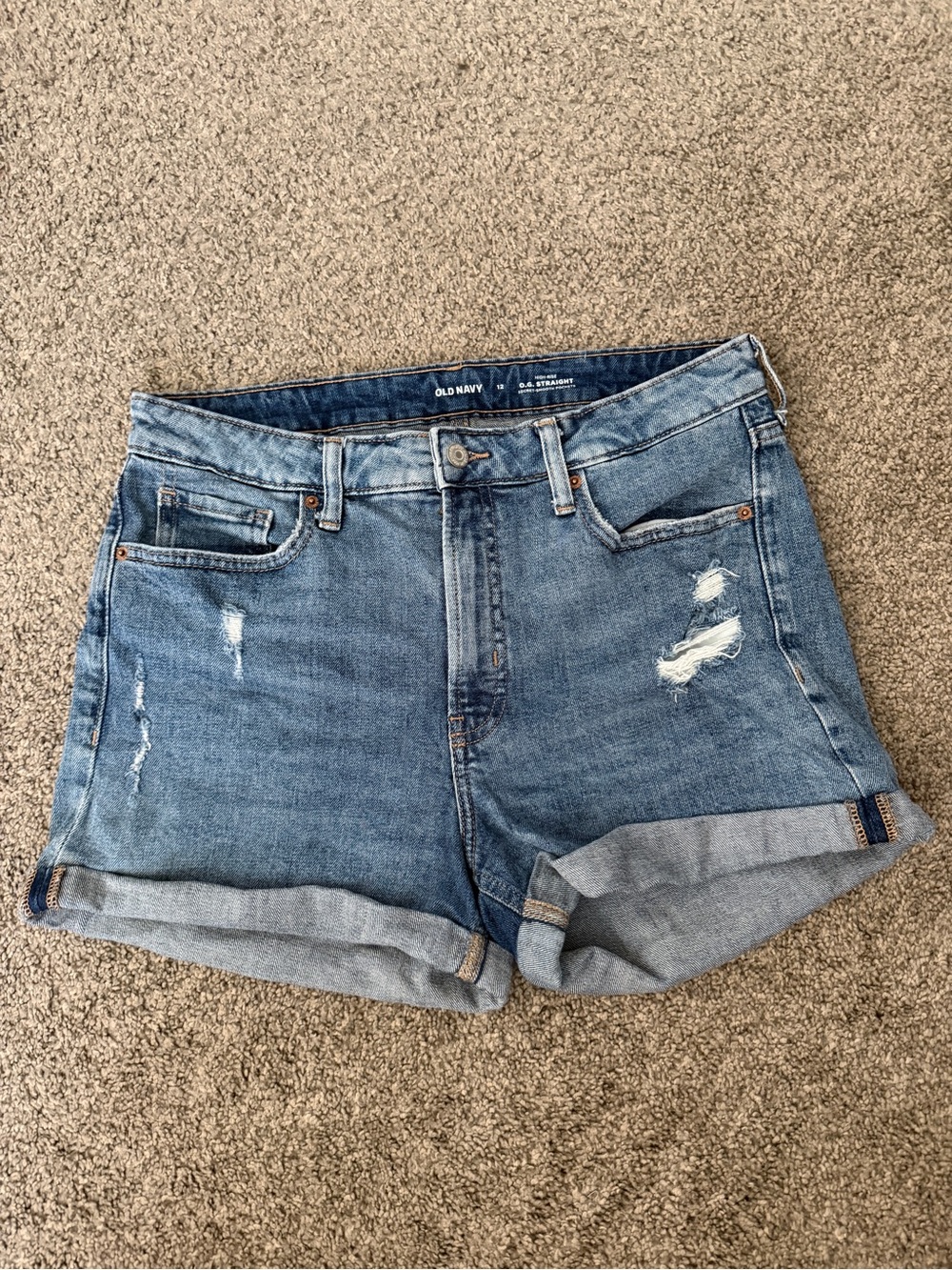 Old Navy Light Blue Distressed Denim Rolled-Hem Shorts